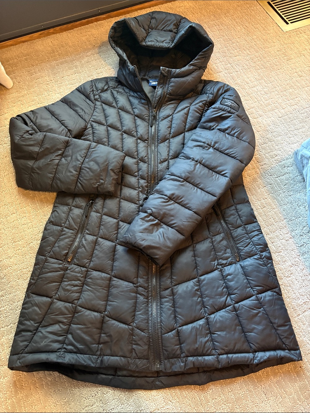 Reebok Women's Black Quilted Hooded Puffer Jacket